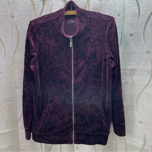 Karen Scott Dark Purple Floral Bomber Jacket